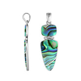 Sterling Silver Abalone Shell Geometric Dual Design Pendant For Women.